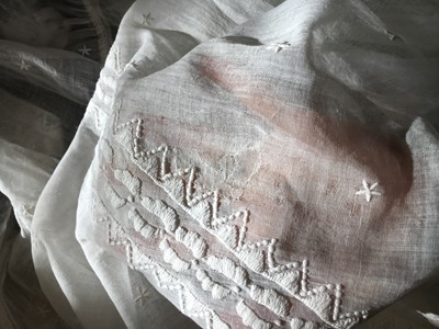 Lot 48 - A whitework embroidered muslin dress, French, circa 1806