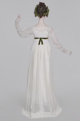 Lot 48 - A whitework embroidered muslin dress, French, circa 1806
