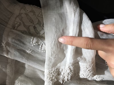 Lot 48 - A whitework embroidered muslin dress, French, circa 1806
