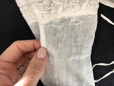 Lot 48 - A whitework embroidered muslin dress, French, circa 1806