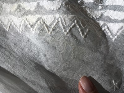 Lot 48 - A whitework embroidered muslin dress, French, circa 1806