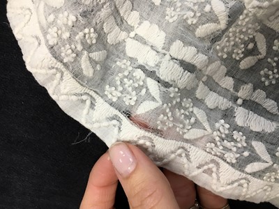 Lot 48 - A whitework embroidered muslin dress, French, circa 1806