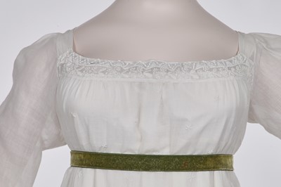 Lot 48 - A whitework embroidered muslin dress, French, circa 1806