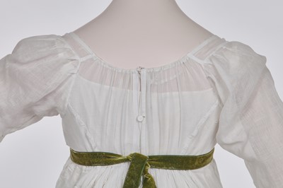 Lot 48 - A whitework embroidered muslin dress, French, circa 1806