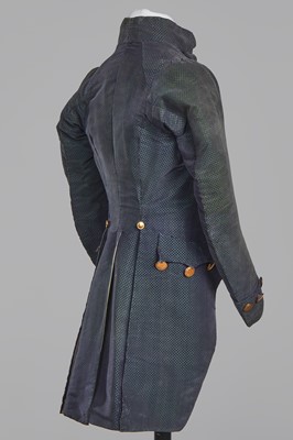 Lot 14 - A gentleman's blue and green voided velvet tailcoat, French, circa 1800