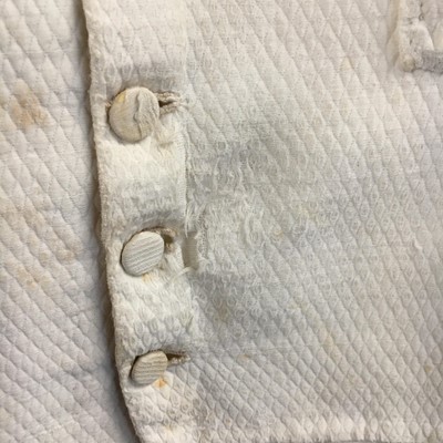 Lot 14 - A gentleman's blue and green voided velvet tailcoat, French, circa 1800