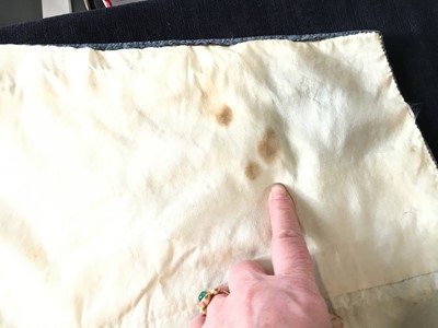 Lot 14 - A gentleman's blue and green voided velvet tailcoat, French, circa 1800