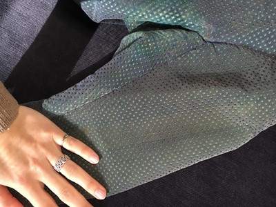 Lot 14 - A gentleman's blue and green voided velvet tailcoat, French, circa 1800