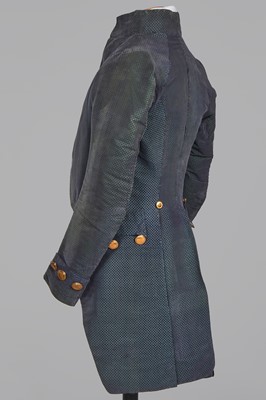 Lot 14 - A gentleman's blue and green voided velvet tailcoat, French, circa 1800