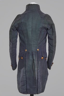 Lot 14 - A gentleman's blue and green voided velvet tailcoat, French, circa 1800