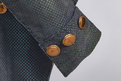 Lot 14 - A gentleman's blue and green voided velvet tailcoat, French, circa 1800