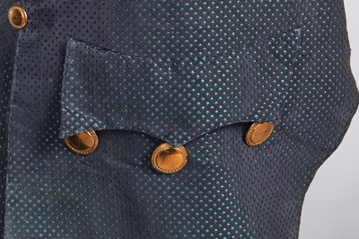 Lot 14 - A gentleman's blue and green voided velvet tailcoat, French, circa 1800