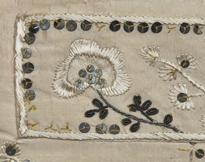 Lot 15 - A gentleman's embroidered ivory silk waistcoat, 1790s