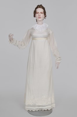 Lot 86 - A white-worked muslin day dress, English, circa 1812