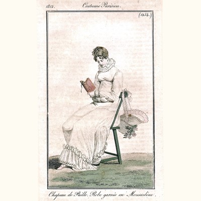 Lot 86 - A white-worked muslin day dress, English, circa 1812