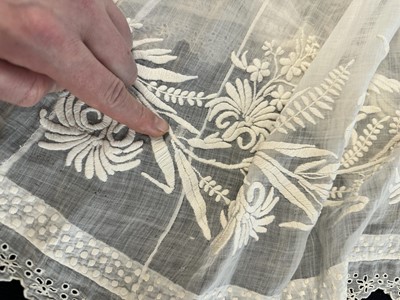 Lot 86 - A white-worked muslin day dress, English, circa 1812