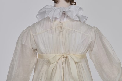 Lot 86 - A white-worked muslin day dress, English, circa 1812
