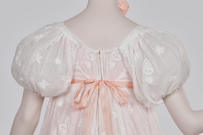 Lot 52 - A finely embroidered muslin evening dress, French, circa 1807