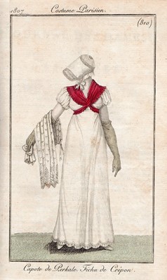 Lot 52 - A finely embroidered muslin evening dress, French, circa 1807