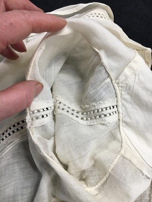 Lot 59 - A white self-striped cotton high dress, English, circa 1809