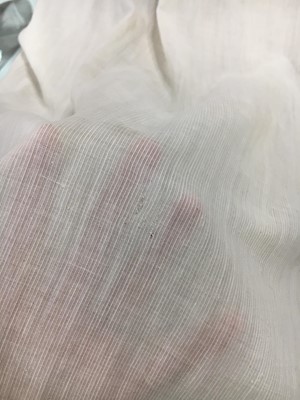 Lot 59 - A white self-striped cotton high dress, English, circa 1809