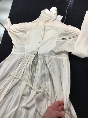 Lot 59 - A white self-striped cotton high dress, English, circa 1809