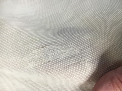 Lot 59 - A white self-striped cotton high dress, English, circa 1809