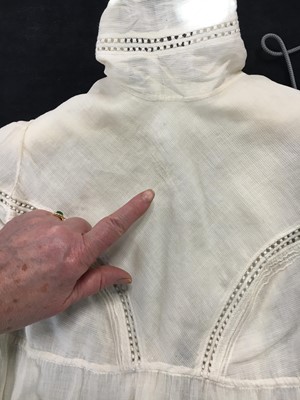 Lot 59 - A white self-striped cotton high dress, English, circa 1809