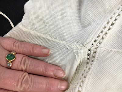 Lot 59 - A white self-striped cotton high dress, English, circa 1809