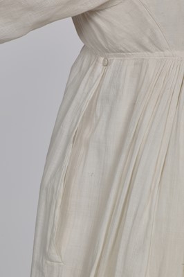 Lot 59 - A white self-striped cotton high dress, English, circa 1809