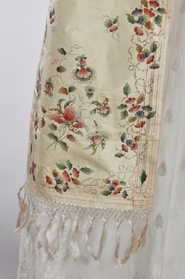 Lot 77 - A figured sarsanet spencer and muslin petticoat, English, circa 1810-15
