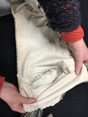 Lot 77 - A figured sarsanet spencer and muslin petticoat, English, circa 1810-15