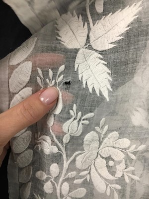 Lot 77 - A figured sarsanet spencer and muslin petticoat, English, circa 1810-15