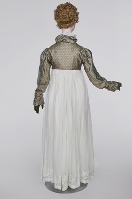 Lot 77 - A figured sarsanet spencer and muslin petticoat, English, circa 1810-15