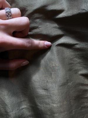 Lot 82 - A green-brown shot silk taffeta dress, French, circa 1810