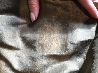 Lot 82 - A green-brown shot silk taffeta dress, French, circa 1810