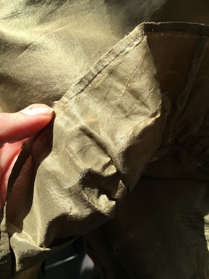 Lot 82 - A green-brown shot silk taffeta dress, French, circa 1810