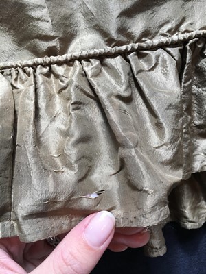 Lot 82 - A green-brown shot silk taffeta dress, French, circa 1810