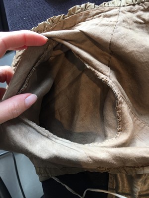 Lot 82 - A green-brown shot silk taffeta dress, French, circa 1810