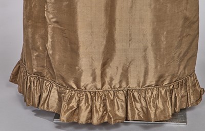 Lot 82 - A green-brown shot silk taffeta dress, French, circa 1810