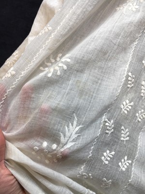 Lot 81 - A whiteworked muslin day dress, English, circa 1810