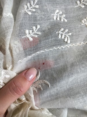 Lot 81 - A whiteworked muslin day dress, English, circa 1810