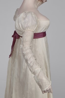 Lot 81 - A whiteworked muslin day dress, English, circa 1810