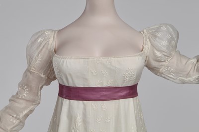 Lot 81 - A whiteworked muslin day dress, English, circa 1810