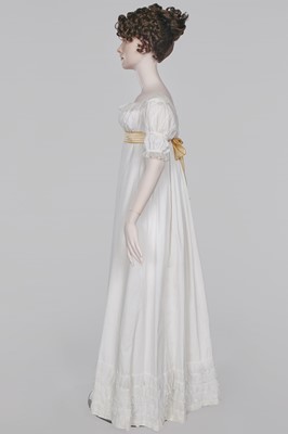Lot 87 - A white cotton afternoon dress, English, circa 1812-13