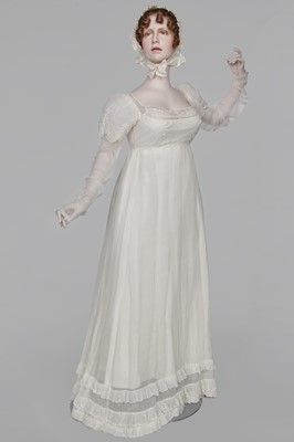 Lot 76 - A whiteworked muslin afternoon dress, English, circa 1810-12