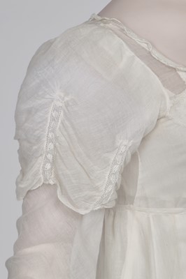 Lot 76 - A whiteworked muslin afternoon dress, English, circa 1810-12
