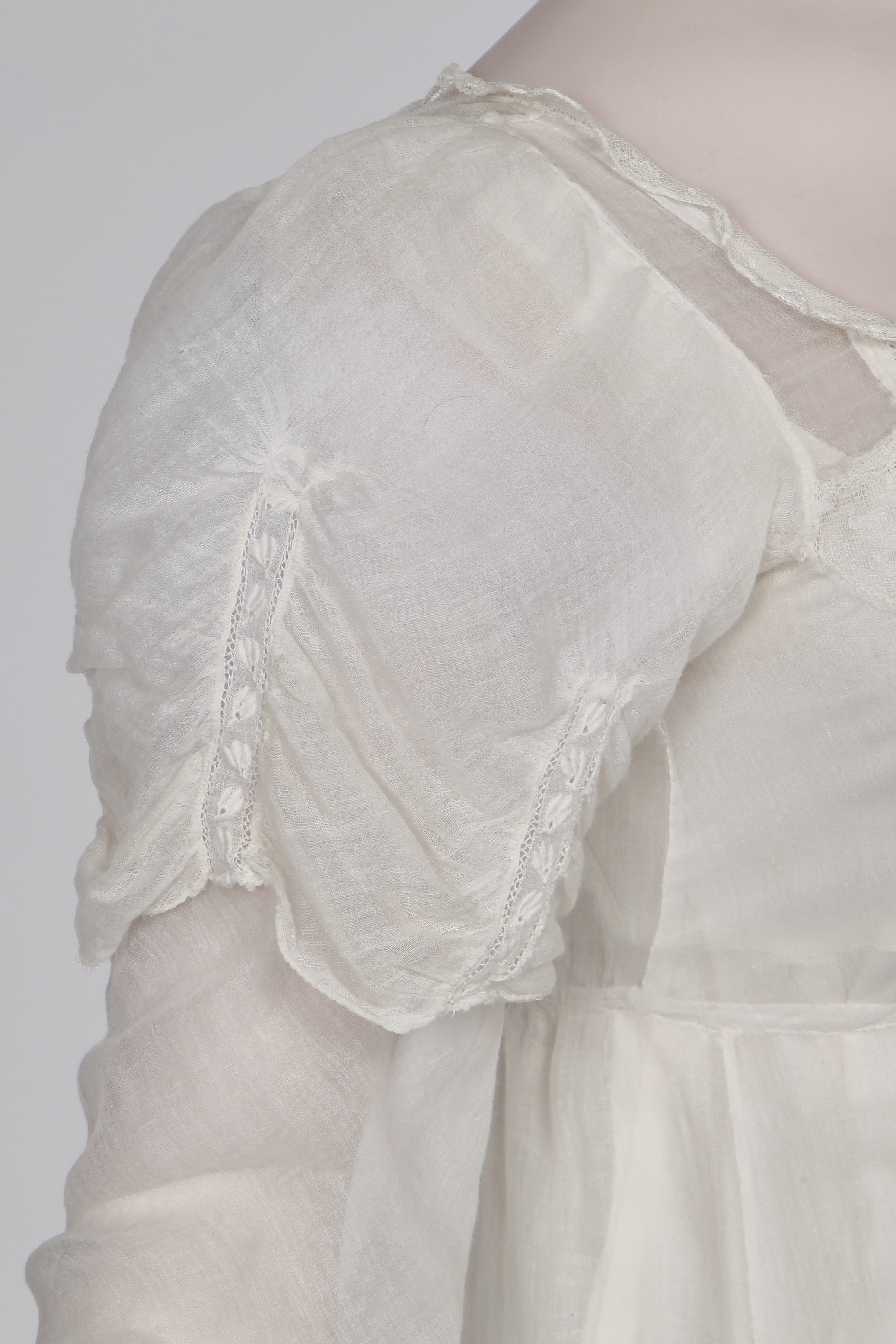 White Handwoven Muslin with Self-Checks Dress