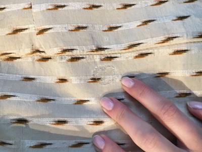 Lot 29 - A clouded satin-striped poplin over dress and a muslin gown, circa 1805