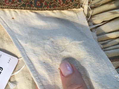 Lot 29 - A clouded satin-striped poplin over dress and a muslin gown, circa 1805